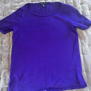 Eileen Fisher Purple Short Sleeve Tee with Rounded Neckline